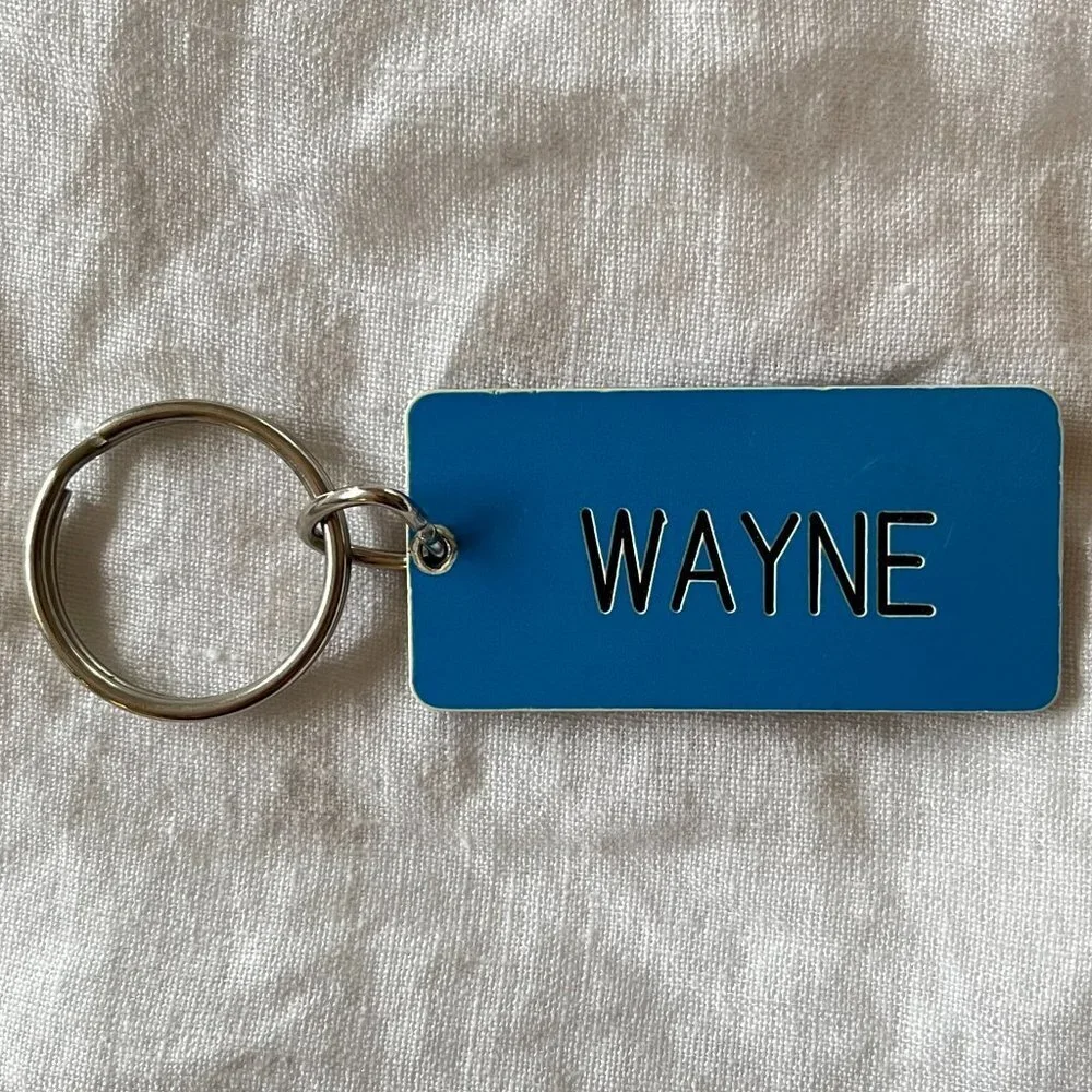 Engraved Name Plate Wayne Keychain